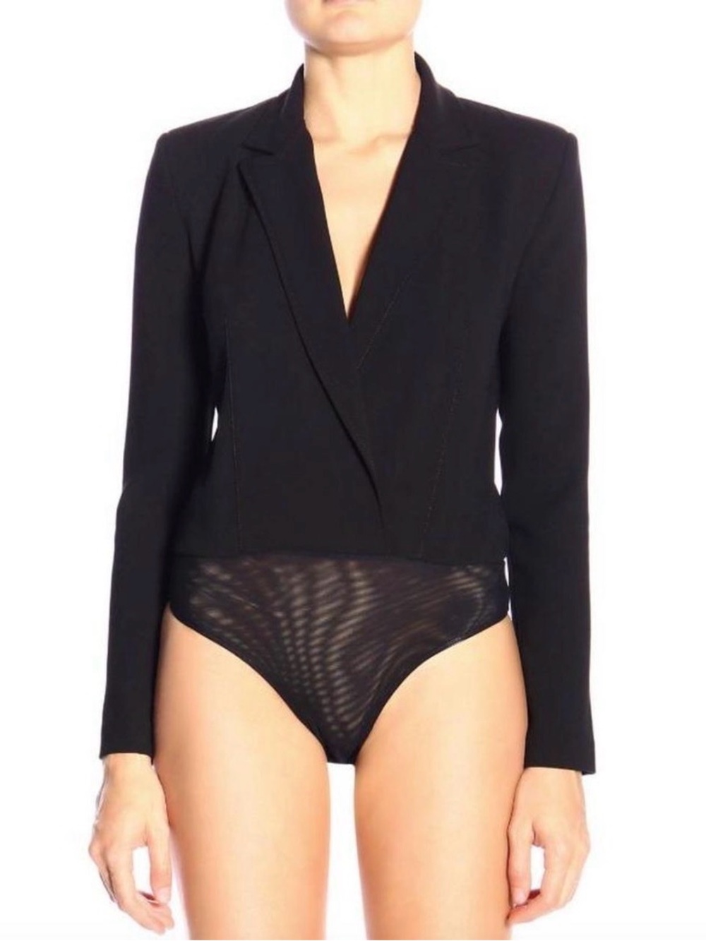 Pinko Black Blazer-Style Long Sleeve Bodysuit